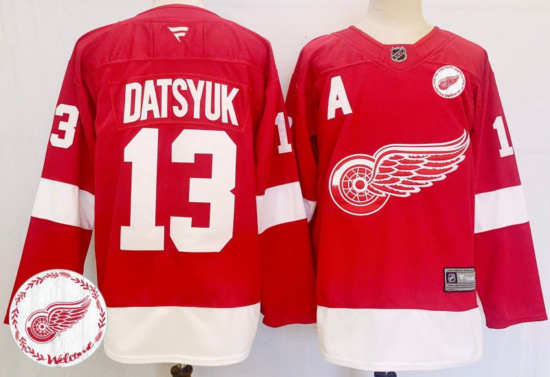 Men Detroit Red Wings #13 Datsyuk Red Fanatics 2025 NHL Jersey style 2